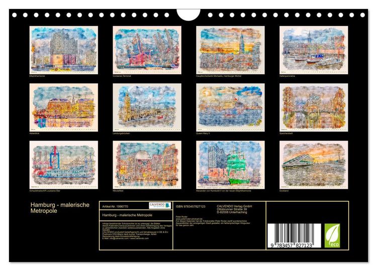 Produktbild: Hamburg - malerische Metropole (Wandkalender 2026 DIN A4 quer), CALVENDO Monatskalender