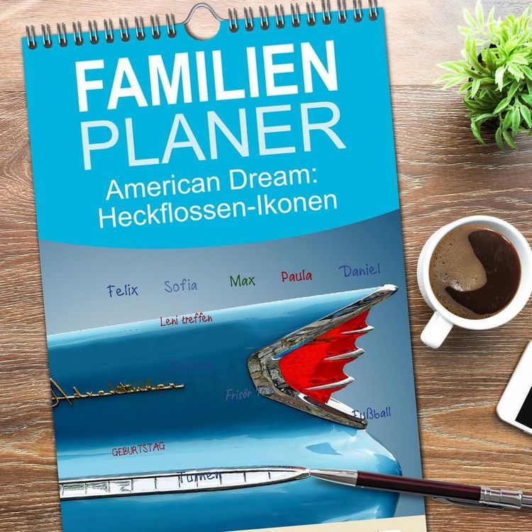 Produktbild: Familienplaner 2026 - American Dream: Heckflossen-Ikonen mit 5 Spalten (Wandkalender, 21 x 45 cm) CALVENDO