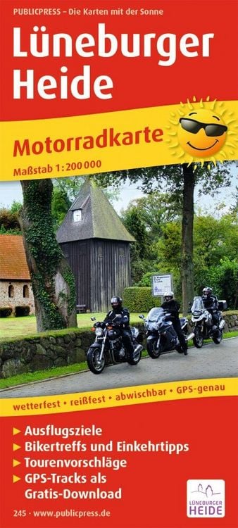 Produktbild: Publicpress Motorradkarte L&uuml;neburger Heide 1:200.000