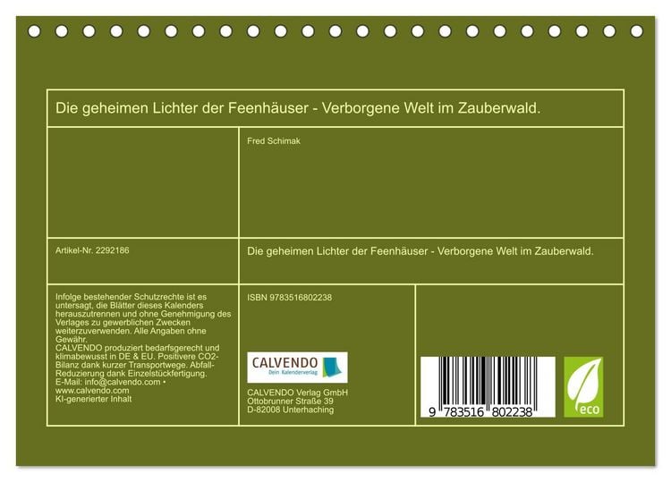 Produktbild: Die geheimen Lichter der Feenh&auml;user - Verborgene Welt im Zauberwald. (Tischkalender 2027 DIN A5 quer), CALVENDO Monatskalender