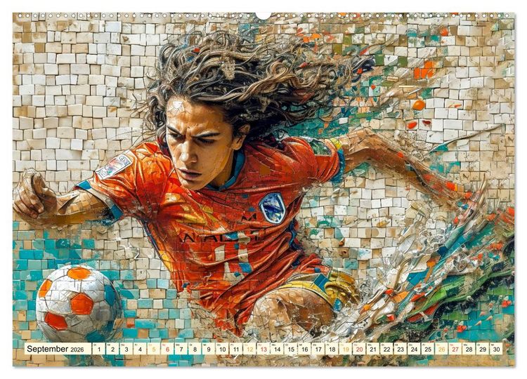Produktbild: Fu&szlig;ball Graffiti - sportliche Kunst (hochwertiger Premium Wandkalender 2026 DIN A2 quer), Kunstdruck in Hochglanz
