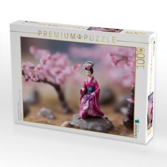 Produktbild: CALVENDO Puzzle Geisha zur Kirschbl&uuml;te - in Miniatur | 1000 Teile Lege-Gr&ouml;&szlig;e 64x48cm Foto-Puzzle f&uuml;r gl&uuml;ckliche Stunden
