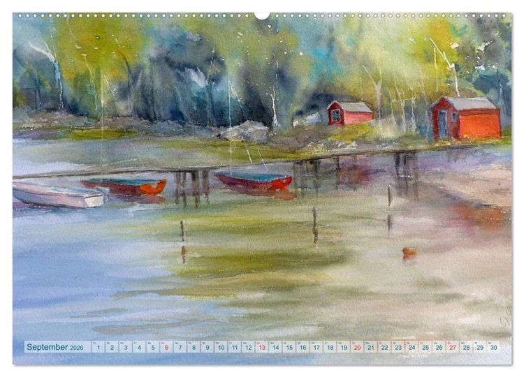 Produktbild: Heiligenhafen in Aquarell (Wandkalender 2026 DIN A2 quer), CALVENDO Monatskalender