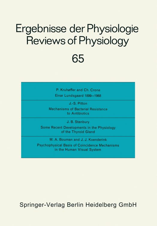 Produktbild: Ergebnisse der Physiologie / Reviews of Physiology