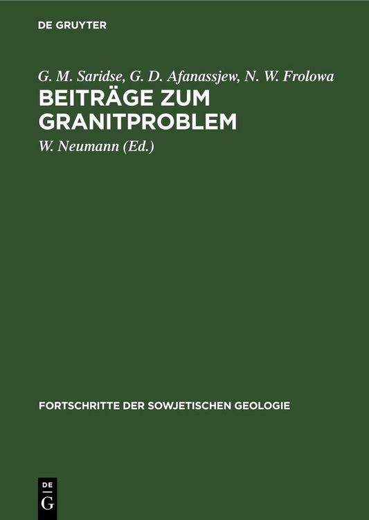 Produktbild: Beitr&auml;ge zum Granitproblem