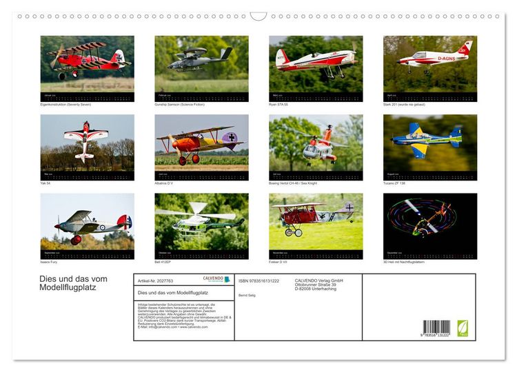 Produktbild: Dies und das vom Modellflugplatz (Wandkalender 2026 DIN A2 quer), CALVENDO Monatskalender