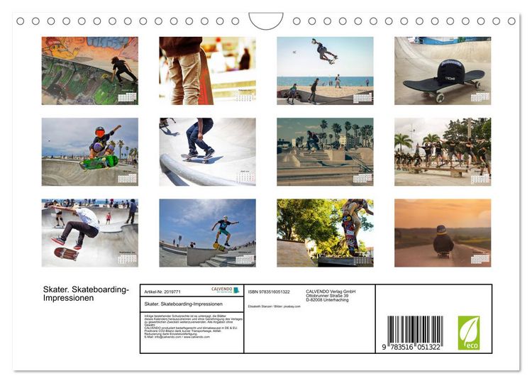 Produktbild: Skater. Skateboarding-Impressionen (Wandkalender 2026 DIN A4 quer), CALVENDO Monatskalender