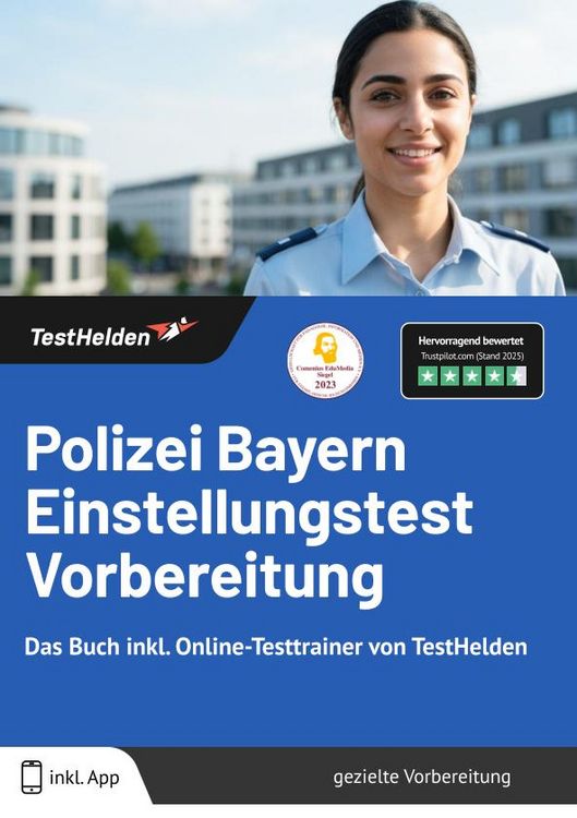 Produktbild: Polizei Bayern Einstellungstest Vorbereitung: Das Buch inkl. Online-Testtrainer von TestHelden |