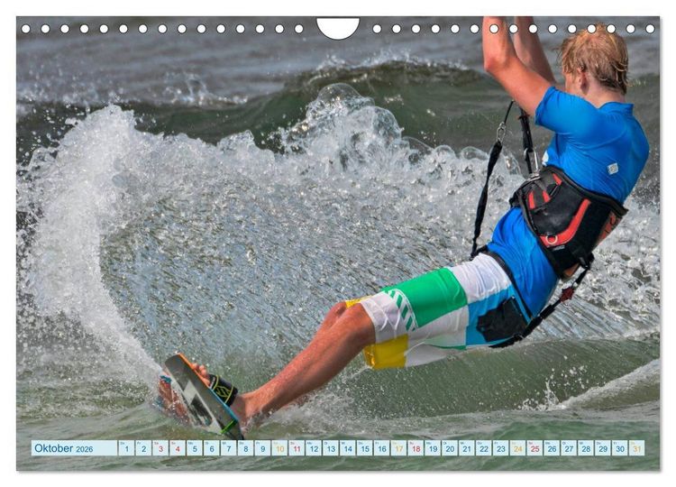 Produktbild: Kitesurfen - Wasser, Wind und coole Typen (Wandkalender 2026 DIN A4 quer), CALVENDO Monatskalender