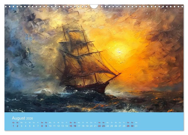 Produktbild: Das trunkene Schiff mit Bildern im William Turner-Stil (Wandkalender 2026 DIN A3 quer), CALVENDO Monatskalender