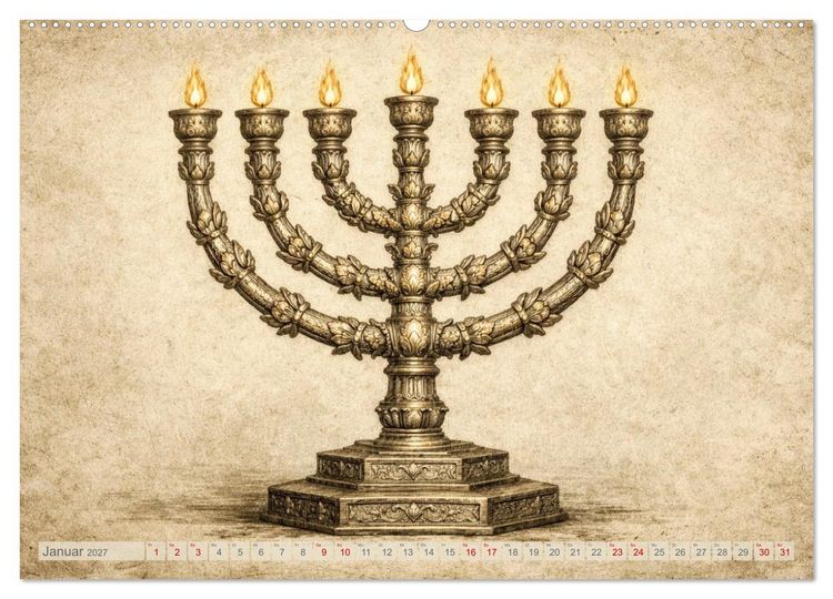 Produktbild: Die Ger&auml;te in der Stiftsh&uuml;tte - Bilder und hebr&auml;ische Begriffe (hochwertiger Premium Wandkalender 2027 DIN A2 quer), Kunstdruck in Hochglanz