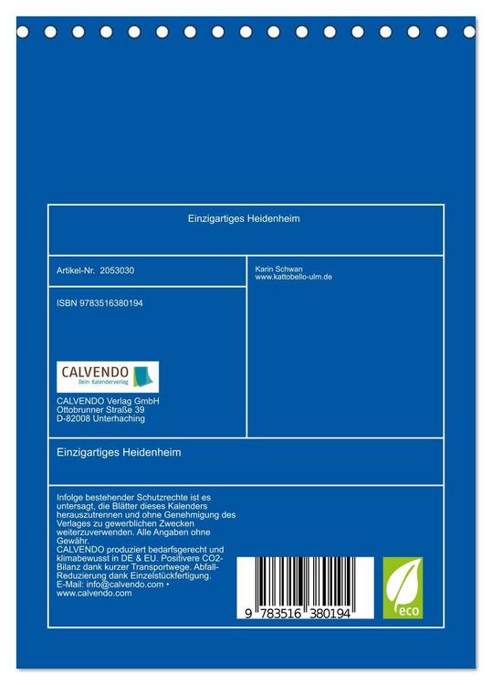 Produktbild: Einzigartiges Heidenheim (Tischkalender 2026 DIN A5 hoch), CALVENDO Monatskalender