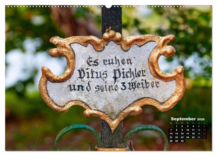 Produktbild: Lustige Marterlspr&uuml;che (Wandkalender 2026 DIN A2 quer), CALVENDO Monatskalender