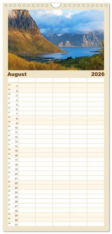 Produktbild: Familienplaner 2026 - Lofoten - Norwegische Trauminseln mit 5 Spalten (Wandkalender, 21 x 45 cm) CALVENDO