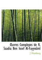 Produktbild: Uvres Complepes de R. Saadia Ben Iosef Al-Fayyo M