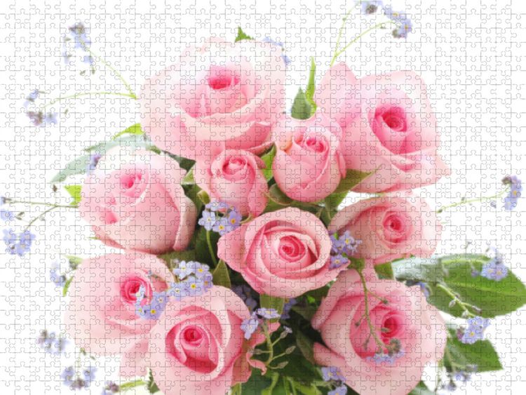 Produktbild: CALVENDO Puzzle Rosenstrau&szlig; mit Vergissmeinnicht | 1000 Teile Lege-Gr&ouml;&szlig;e 64x48cm Foto-Puzzle f&uuml;r gl&uuml;ckliche Stunden