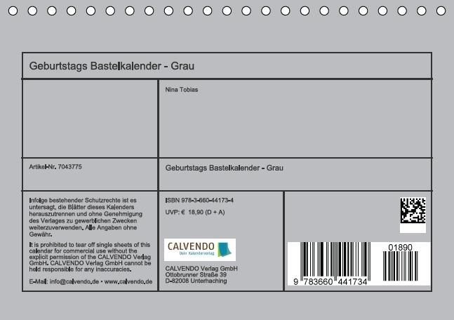 Produktbild: Geburtstags - Bastelkalender - Grau (Tischkalender immerw&auml;hrend DIN A5 quer)