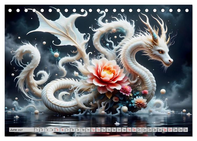 Produktbild: Lotus blossom dragons (Desk Calendar 2027 DIN A5 landscape), CALVENDO 12 Month DeskCalendar