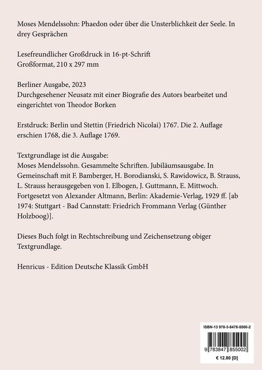 Produktbild: Phaedon oder &uuml;ber die Unsterblichkeit der Seele (Gro&szlig;druck)