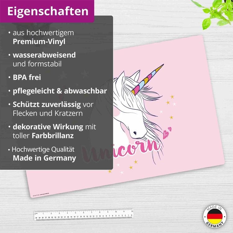 Produktbild: Cover-your-desk Schreibtischunterlage f&uuml;r Kinder Unicorn, aus hochwertigem Vinyl , 60 x 40 cm