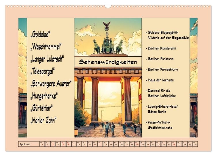Produktbild: Liebenswerte Berliner Mundart (Wandkalender 2026 DIN A2 quer), CALVENDO Monatskalender