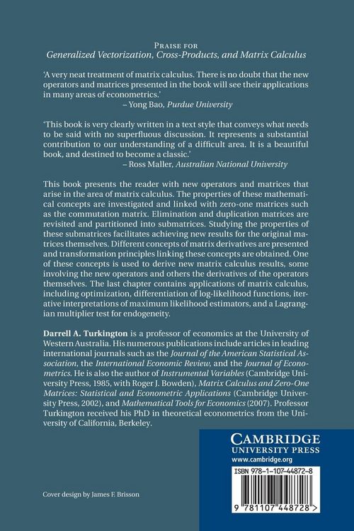 Produktbild: Generalized Vectorization, Cross-Products, and Matrix Calculus