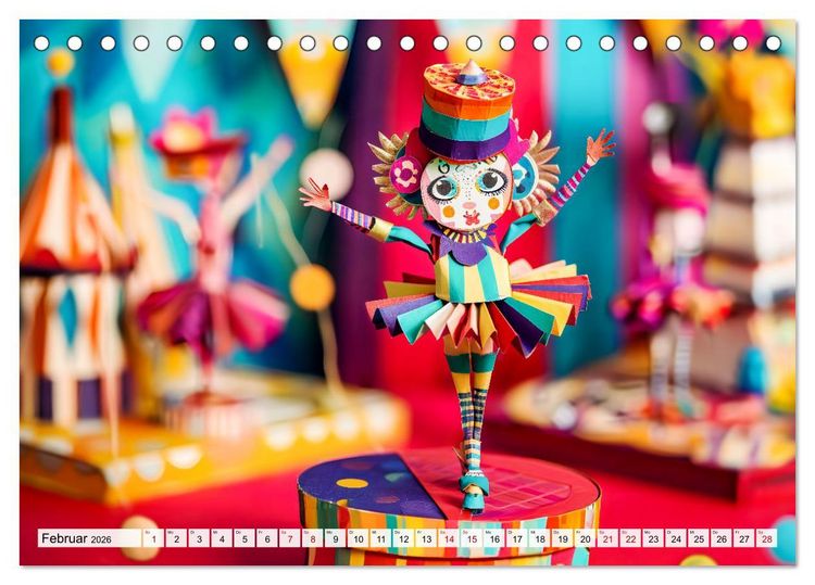 Produktbild: Bunter Origami Zirkus - Farbenfroher Zirkusspa&szlig; mit Origami-Figuren (Tischkalender 2026 DIN A5 quer), CALVENDO Monatskalender