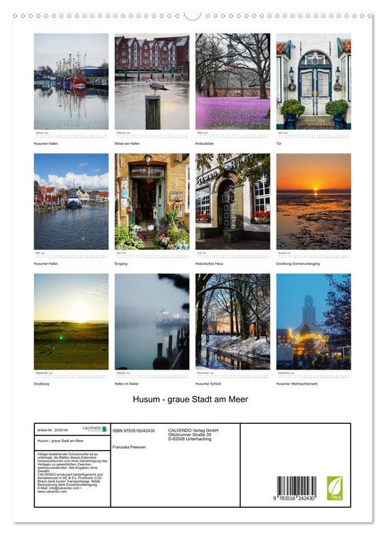 Produktbild: Husum - graue Stadt am Meer (hochwertiger Premium Wandkalender 2026 DIN A2 hoch), Kunstdruck in Hochglanz
