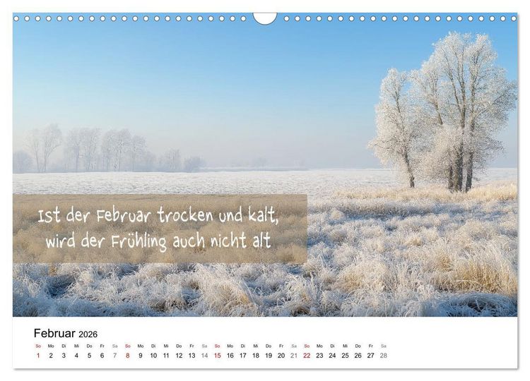 Produktbild: Bauernregeln Kalender - Rhythmus der Jahreszeiten (Wandkalender 2026 DIN A3 quer), CALVENDO Monatskalender