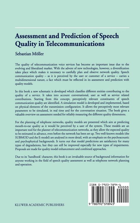 Produktbild: Assessment and Prediction of Speech Quality in Telecommunications