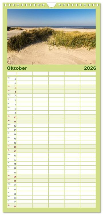 Produktbild: Familienplaner 2026 - Norderney. Meine ostfriesische Insel mit 5 Spalten (Wandkalender, 21 x 45 cm) CALVENDO