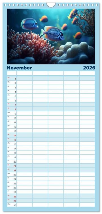Produktbild: Familienplaner 2026 - Fischfantasie mit 5 Spalten (Wandkalender, 21 x 45 cm) CALVENDO
