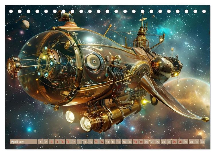 Produktbild: Steampunk im Weltall (Tischkalender 2026 DIN A5 quer), CALVENDO Monatskalender