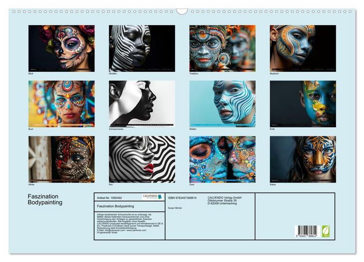 Produktbild: Faszination Bodypainting (Wandkalender 2026 DIN A2 quer), CALVENDO Monatskalender
