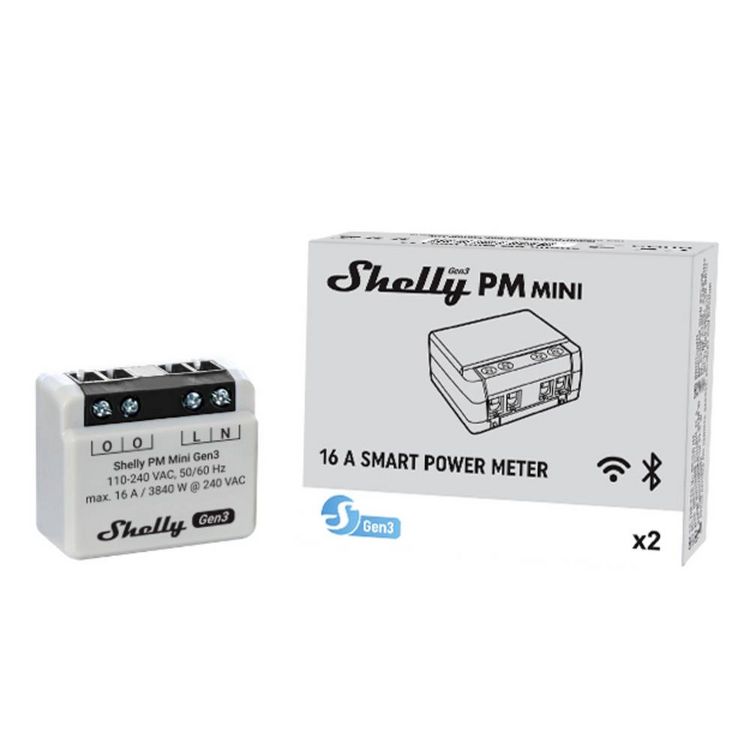 Produktbild: Shelly PM Mini Gen3 Schalt-Messaktor Wi-Fi, Bluetooth