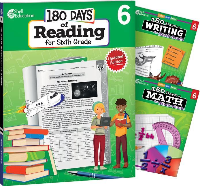Produktbild: 180 Days(r) Reading, Writing and Math for Grade 6: 3-Book Set