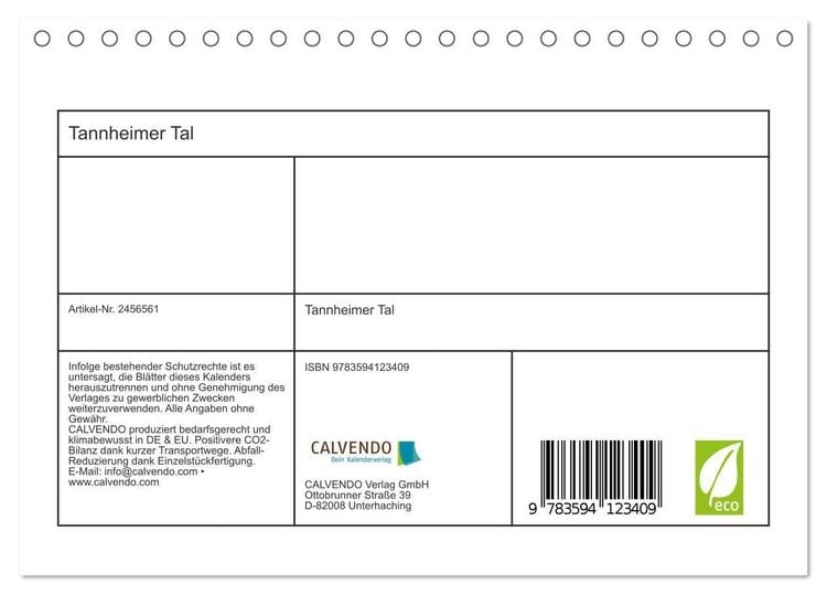 Produktbild: Tannheimer Tal (Tischkalender 2027 DIN A5 quer), CALVENDO Monatskalender