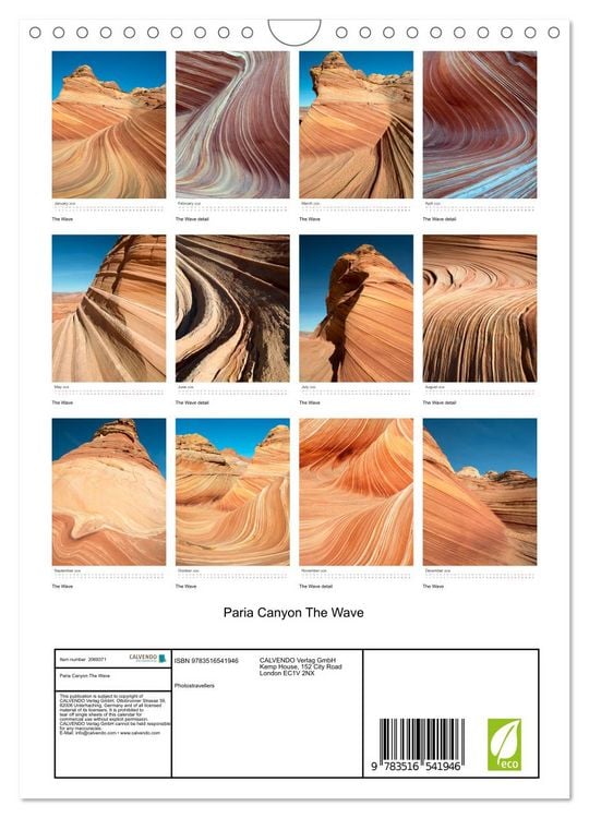Produktbild: Paria Canyon The Wave (Wall Calendar 2026 DIN A4 portrait), CALVENDO 12 Month Wall Calendar