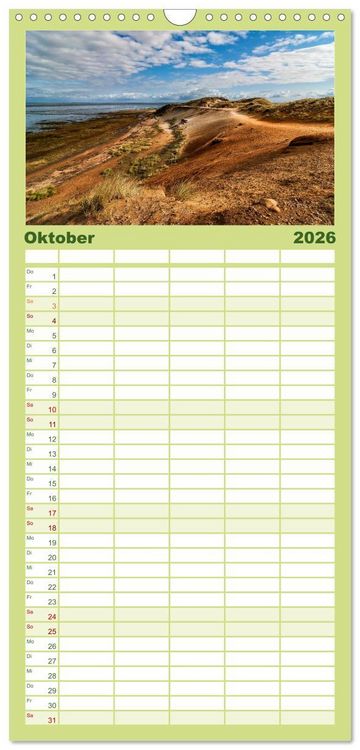 Produktbild: Familienplaner 2026 - Sylt - Bilder einer Insel mit 5 Spalten (Wandkalender, 21 x 45 cm) CALVENDO