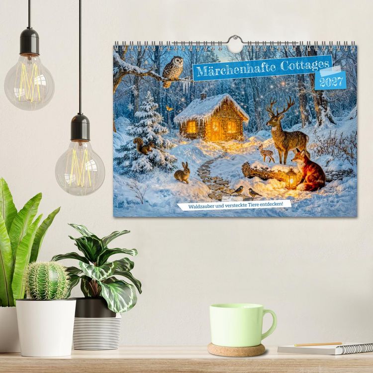 Produktbild: M&auml;rchenhafte Cottages - Waldzauber und versteckte Tiere entdecken! (Wandkalender 2027 DIN A4 quer), CALVENDO Monatskalender