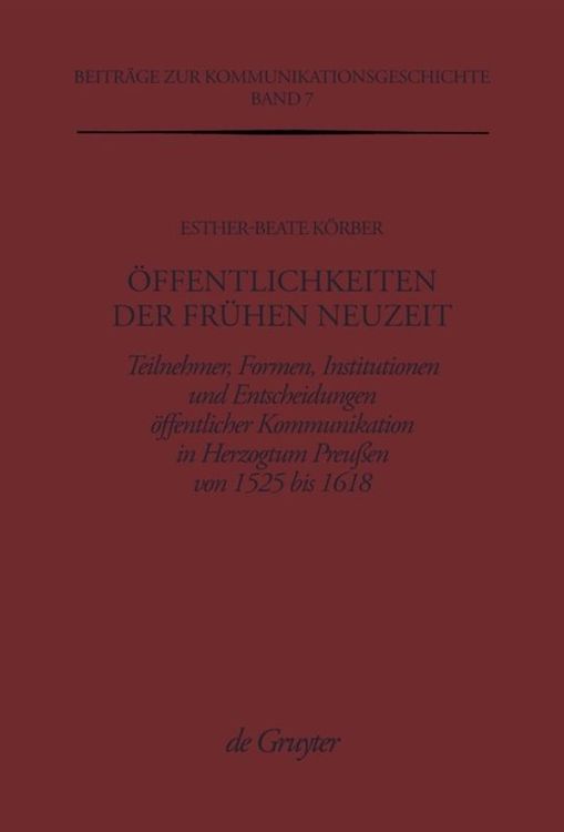 Produktbild: &Ouml;ffentlichkeiten der Fr&uuml;hen Neuzeit