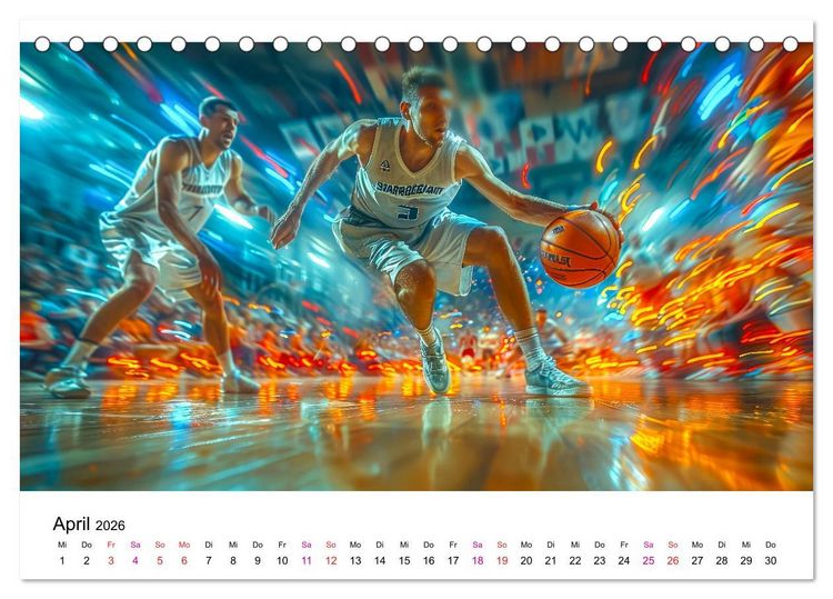 Produktbild: Basketball Erlebnisse (Tischkalender 2026 DIN A5 quer), CALVENDO Monatskalender