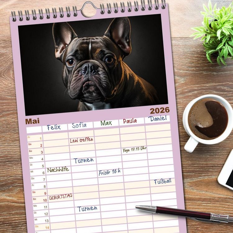 Produktbild: Familienplaner 2026 - Hunde Portr&auml;ts mit 5 Spalten (Wandkalender, 21 x 45 cm) CALVENDO