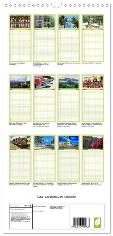 Produktbild: Familienplaner 2026 - Kuba - Ein ganzes Jahr Karibikflair mit 5 Spalten (Wandkalender, 21 x 45 cm) CALVENDO