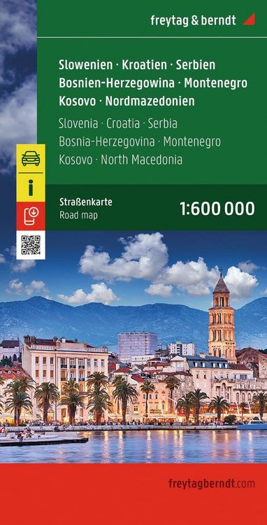 Produktbild: freytag & berndt Stra&szlig;enkarte Slowenien - Kroatien - Serbien - Bosnien-Herzegowina - Montenegro - Kosovo - Nordmazedonien 1:600.000
