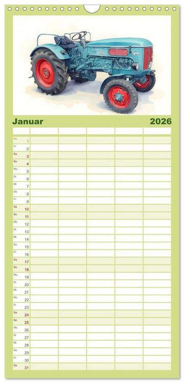 Produktbild: Familienplaner 2026 - Alte Schlepper in neuem Glanz mit 5 Spalten (Wandkalender, 21 x 45 cm) CALVENDO