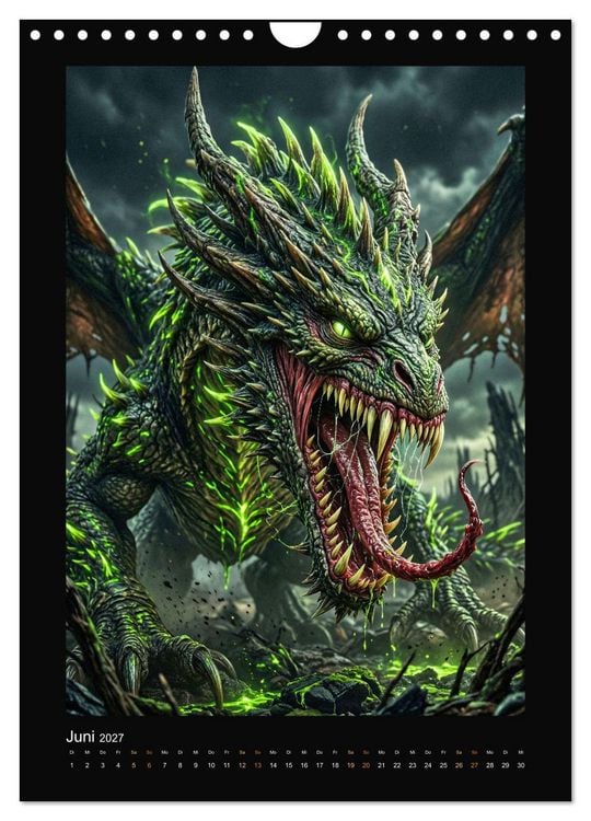 Produktbild: Drachen - Magische Herrscher, Dark‑Fantasy Wandkalender (Wandkalender 2027 DIN A4 hoch), CALVENDO Monatskalender