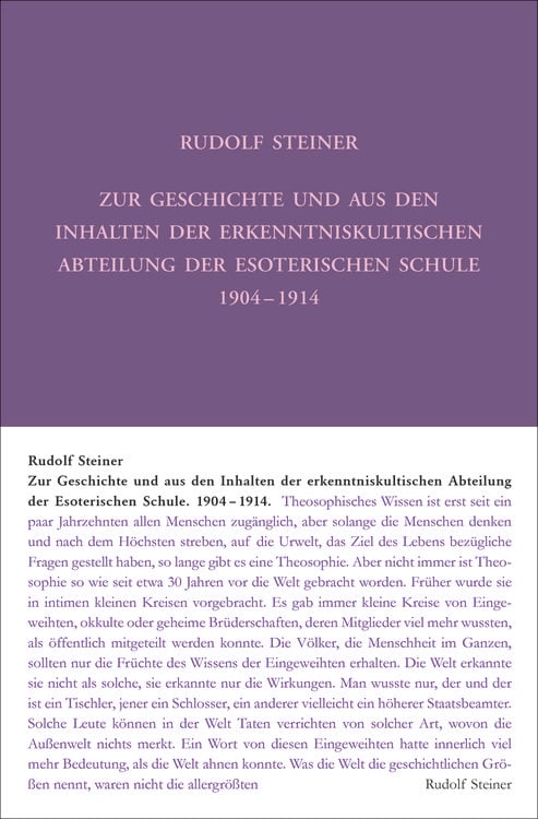 Bild vom Artikel Zur Geschichte und aus den Inhalten der erkenntniskultischen Abteilung der Esoterischen Schule 1904 bis 1914 vom Autor Rudolf Steiner