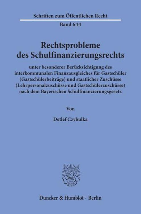 Produktbild: Rechtsprobleme des Schulfinanzierungsrechts,