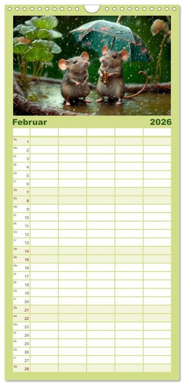 Produktbild: Familienplaner 2026 - M&auml;use Freunde mit 5 Spalten (Wandkalender, 21 x 45 cm) CALVENDO
